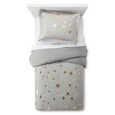 Pillowfort Jersey Gold Stars Gray