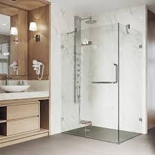deep hinged frameless shower enclosure