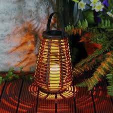 Vintage Style 10 H Rattan Outdoor Solar Led Portable Decorative Lighting Table Lamp With Candle Design Takeluckhome Com