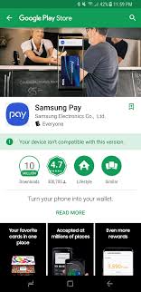 Sep 27, 2021 · the description of samsung pay app • with samsung pay, add all your credit, debit, gift and membership cards to your devices.* • samsung pay has partnered with american express®, discover®, mastercard®, and visa® payment … Unable To Download Samsung Pay Galaxys8