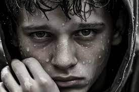 premium photo sad boy with rain on