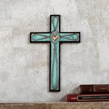 Wood Cross For Wall With Copper And
