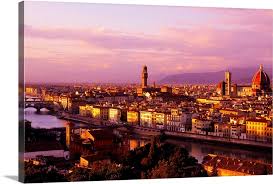 Italy Florence Firenze Tuscany A View Of The Town From Piazzale Michelangelo Large Solid Faced Canvas Wall Art Print Great Big Canvas