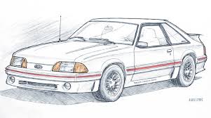1987 1990 mustang gt automotive art