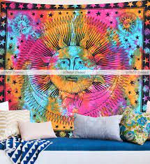 sun moon star wall tapestries tie dye