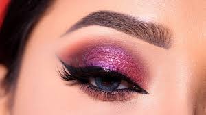 pink purple glitter eye makeup tutorial