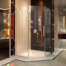 Dreamline Dl 6052 22 01 Prism Lux 40 X 40 In Frameless Hinged Corner Shower Enclosure With Biscuit Acrylic Base Kit Chrome