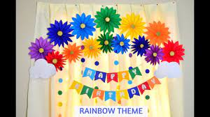 rainbow theme birthday party decoration