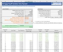Mortgage Payoff Calculator With Extra Payment Free Excel Template