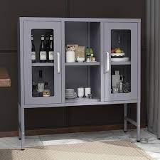 Gray Metal Accent Storage Cabinets