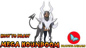How To Draw Mega Houndoom Pokemon | Coloring and Drawing For Kids - YouTube