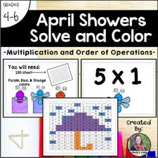 April Showers Solve And Color Multiplication And Order Of Operations