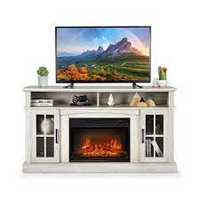 58 Inch Rustic Fireplace Tv Stand With