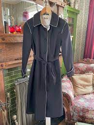 Vintage Black Trench Coat Overcoat