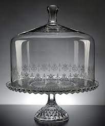 vintage crystal cake plate with dome