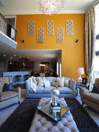 Yellow Gray Contemporary Living Room