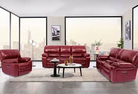 Buy Madras Wine Leather Reclining Sofa