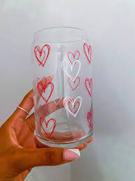 Love Hearts Beer Can Glass Libbey Beer