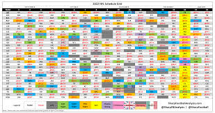 2022 nfl regular season schedule grid