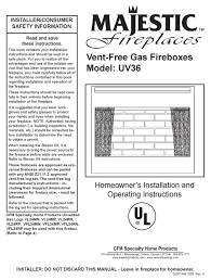 majestic fireplaces uv36 homeowner s