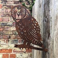 Rusty Metal Owl Decoration Garden