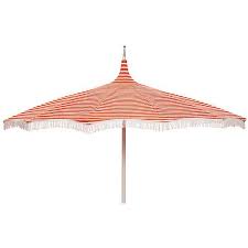 Ari Pagoda Fringe Patio Umbrella Orange