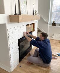 White Brick Fireplace Makeover Before