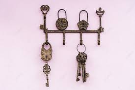 Brass Antique Skeleton Keys Hanging On
