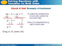 Solving Equations Variables