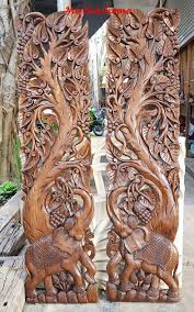 Large Wood Carved Elephant Hand Carved