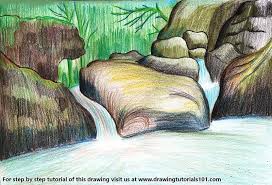 to draw a waterfall scenery waterfalls
