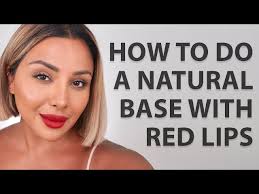 natural makeup with red lipstick