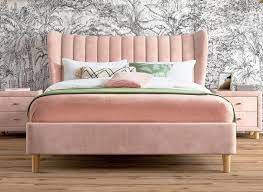 Pink Velvet Bed Upholstered Bed Frame