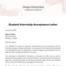 student internship acceptance letter