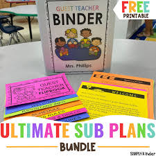 ultimate sub plans bundle simply kinder