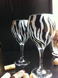 hand painted zebra animal print wine