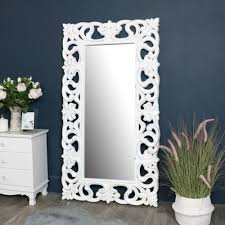 Large Ornate White Wall Floor Mirror