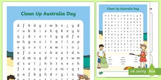 Am schluss mit bunten farbstiften ausgemalt wird es zu einer schönen. Free Clean Up Australia Day Word Search Primary Resource