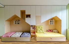 storage and two beds inside mini houses