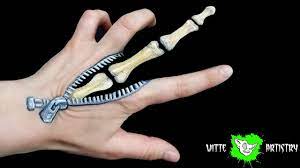 unzipped skeleton hand halloween