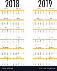 English Calendar For Years 2018 And 2019 Week