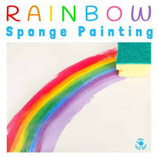 art for kids rainbow sponge painting