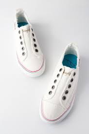 Play White Linen Slip On Sneakers
