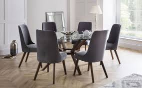 Our wide range dining table set comes in various prices, shapes, and designs. Julian Bowen Chelsea 140cm Round Glass Dining Set With 6 Huxley Chairs First Furniture First Furniture