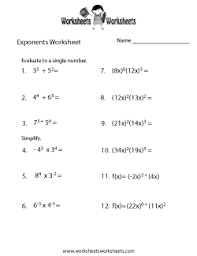 exponents worksheets worksheets