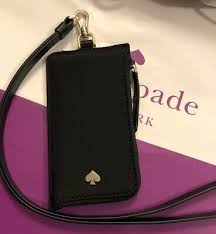 Women's small credit card wallet rfid glitter cute credit card holder wallets for women. New Kate Spade Jae Black Lanyard Nylon Card Holder Wallet Gift Recpt Ebay