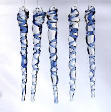 Icicle Ornaments Blue Glass
