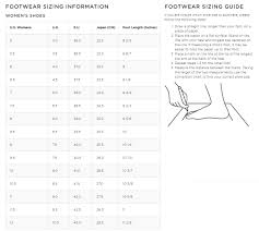 Teva Womens Footwear Size Chart Jpg
