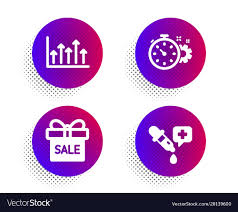 Cogwheel Timer Sale Offer And Growth Chart Icons