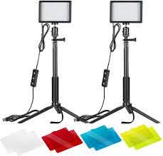 Amazon Com Neewer 2 Packs Dimmable 5600k Usb Led Video Light With Adjustable Tripod Stand Color Filters For Tabletop Low Angle Shooting Colorful Led Lighting Product Portrait Youtube Video Photography Camera Photo
